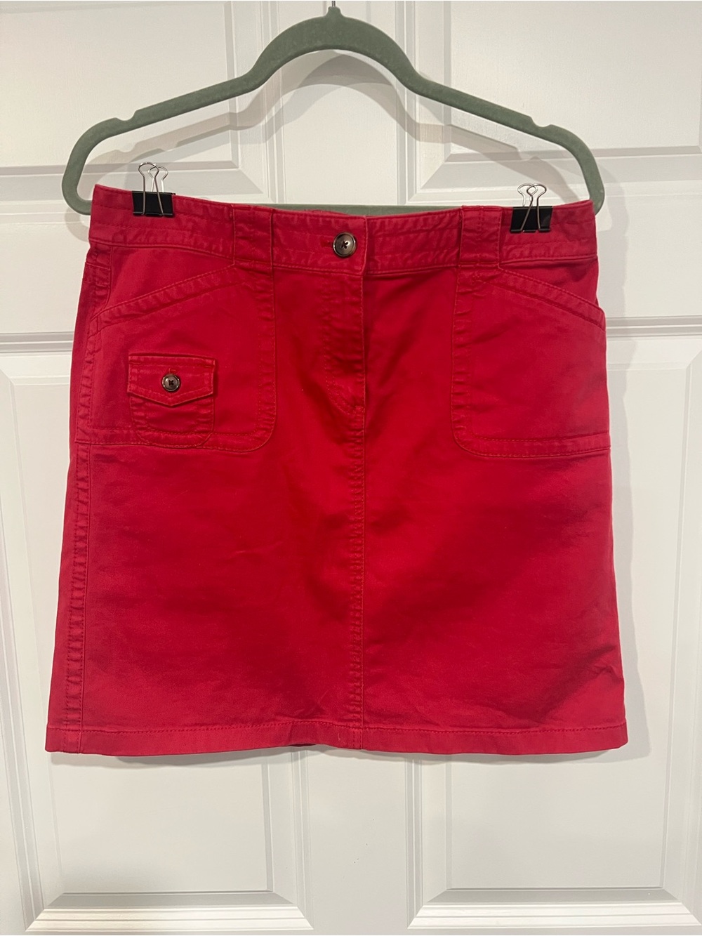 Ann Taylor Red Cotton Utility Mini Skirt